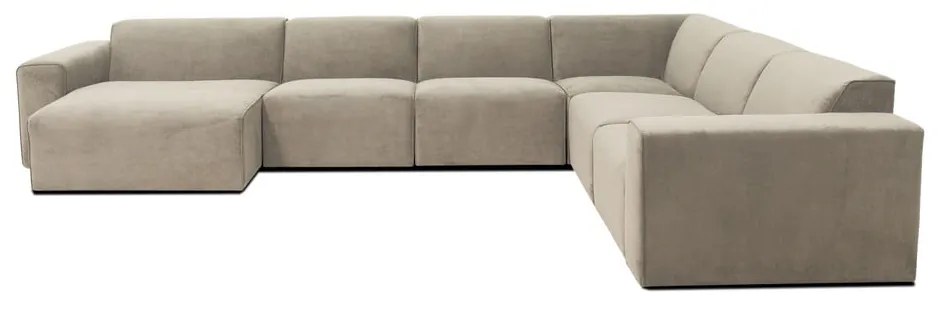 Beżowa sztruksowa sofa modułowa w kształcie litery "U" Scandic Sting, lewostronna