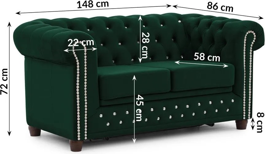 Zielona aksamitna rozkładana sofa 148 cm York Blik – Ropez