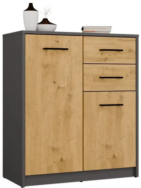 Nowoczesna komoda dąb artisan+antracyt R1-R72