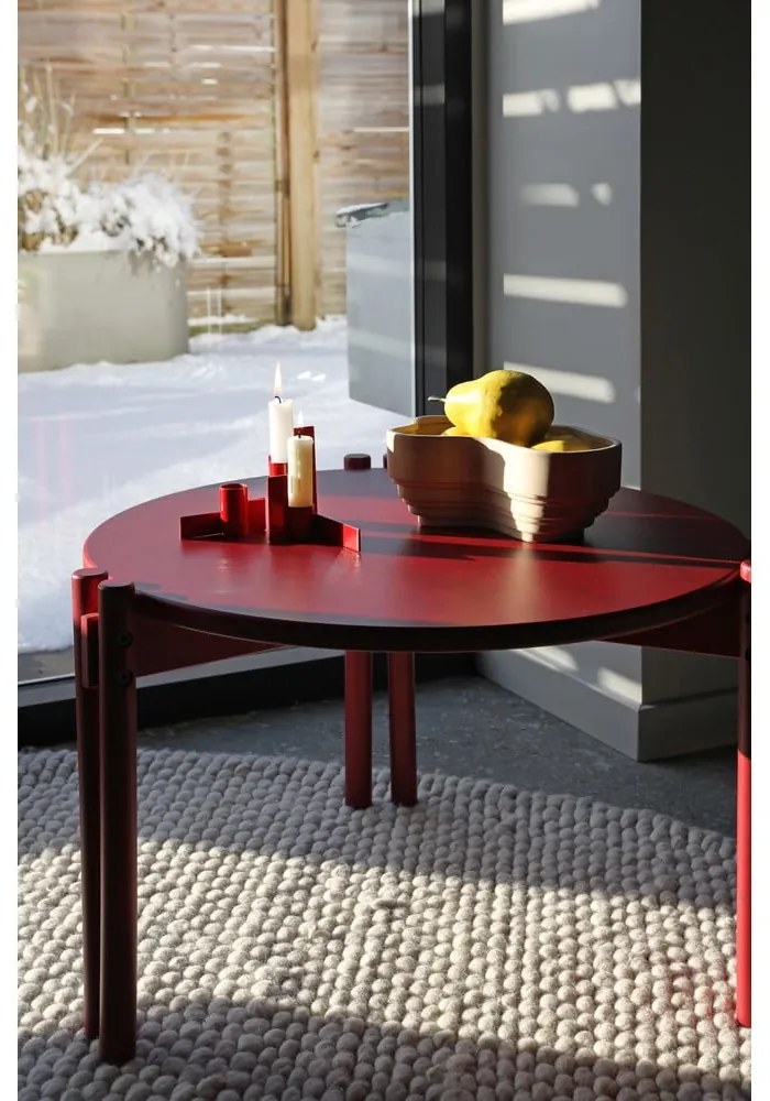 Czerwony okrągły stolik z litego drewna sosnowego ø 80 cm Sticks – Karup Design