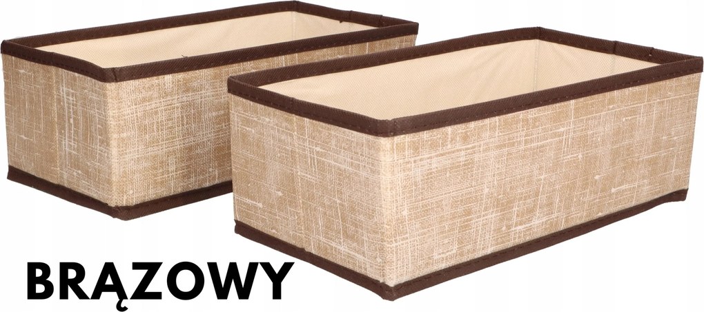 Organizer tekstylny Brązowy 28x14x10 cm komplet 2 sztuk do szafy domu biura
