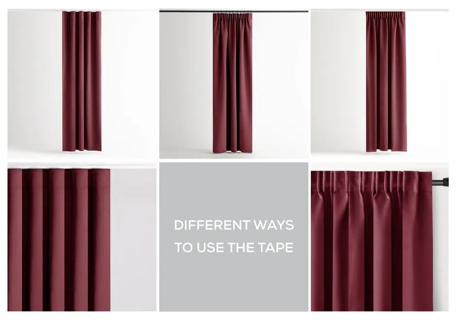 Bordowa zaciemniająca zasłona termiczna 140x270 cm Pleat – Restilo