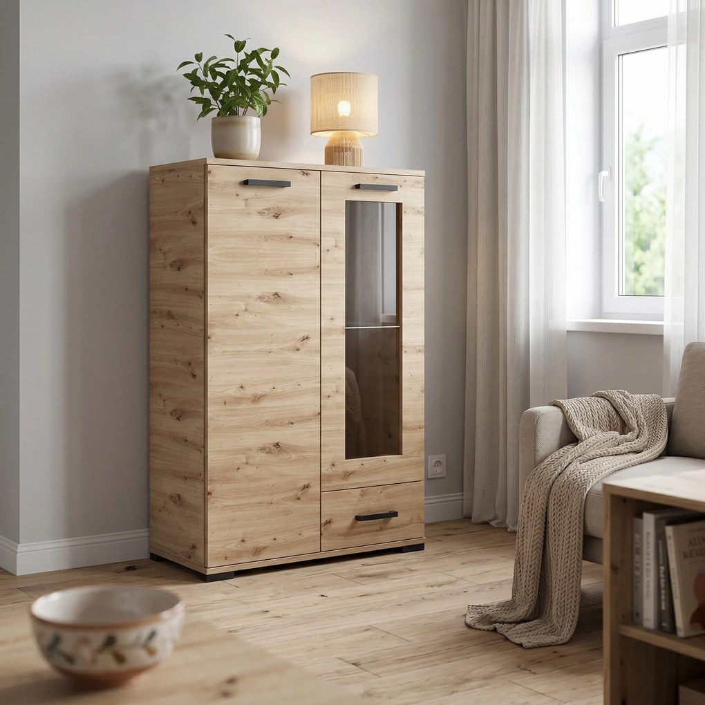 Komoda ALBANO 80 cm do Salonu Sypialni z Szufladą Dąb artisan