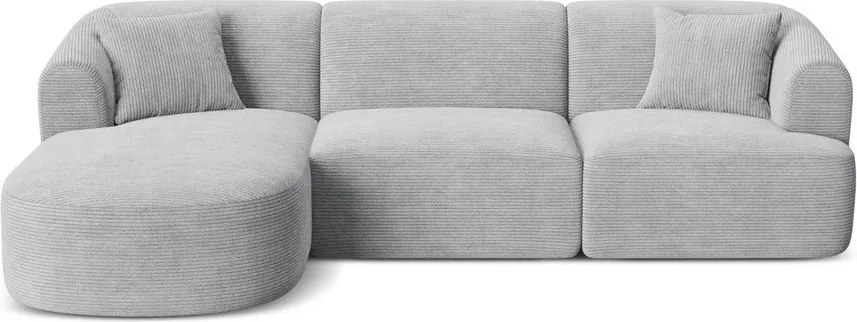 Jasnoszary sztruksowy narożnik (lewostronny/z szezlongiem) Campi – Cosmopolitan Design