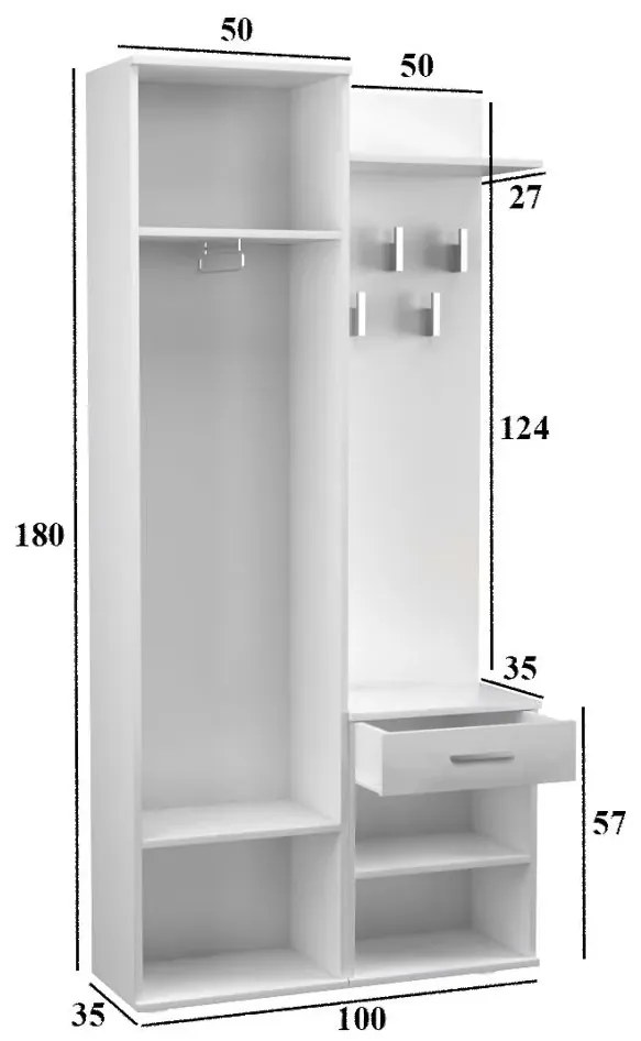 Biała Garderoba Z Lustrem F0-F50