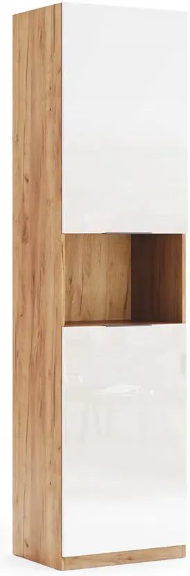 Nowoczesny regał słupek dąb craft + biały połysk Z3-B26