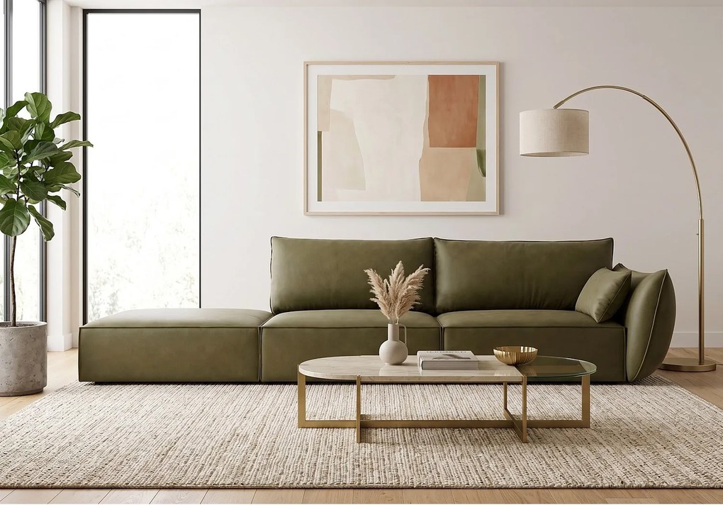 Szezlong lewy Cookie 264 x 110 cm Manila 34 zielony