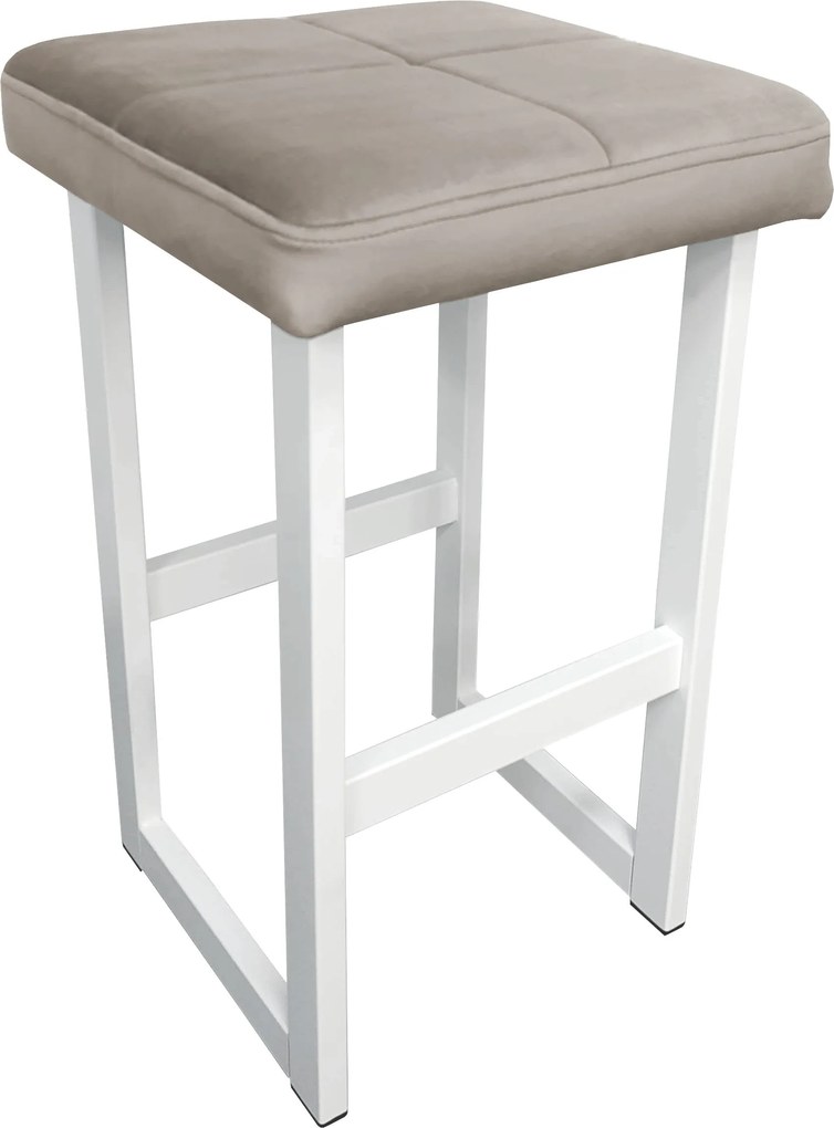 Hoker ALEX krzesło barowe tkanina Welur podstawa metalowa : Kolor Stelaża - Biały, Kolor tkaniny - VELVET - MG09, Wysokość - 75 cm