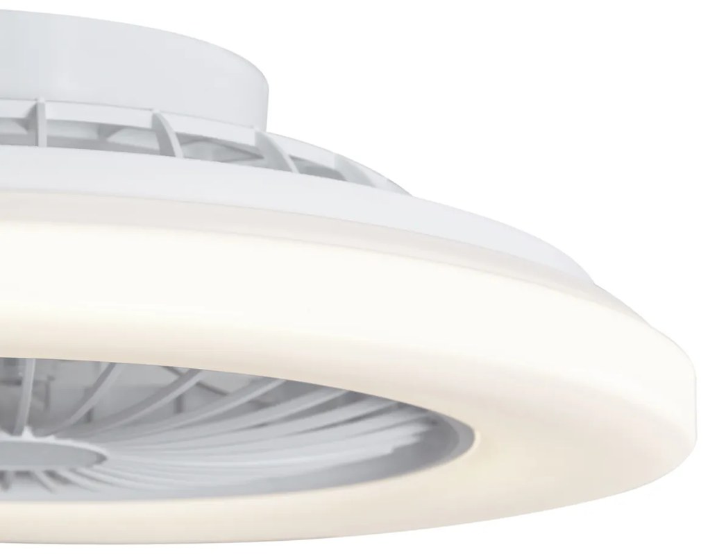 Wentylator sufitowy z lampą biały 48,5 cm z LED z możliwością ściemniania w Kelwinach z pilotem - Clemo Nowoczesny Oswietlenie wewnetrzne
