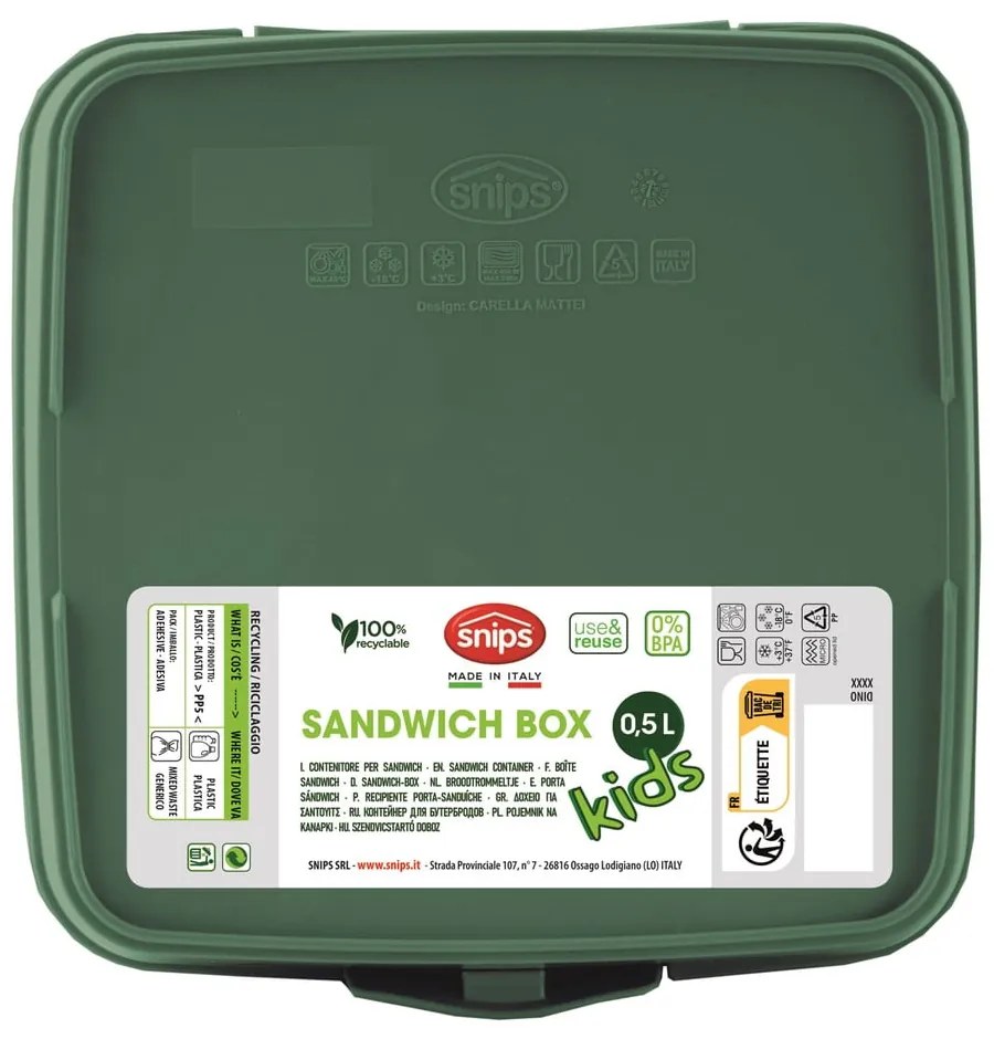 Zielony pojemnik śniadaniowy dla dzieci Dinosaur – Snips