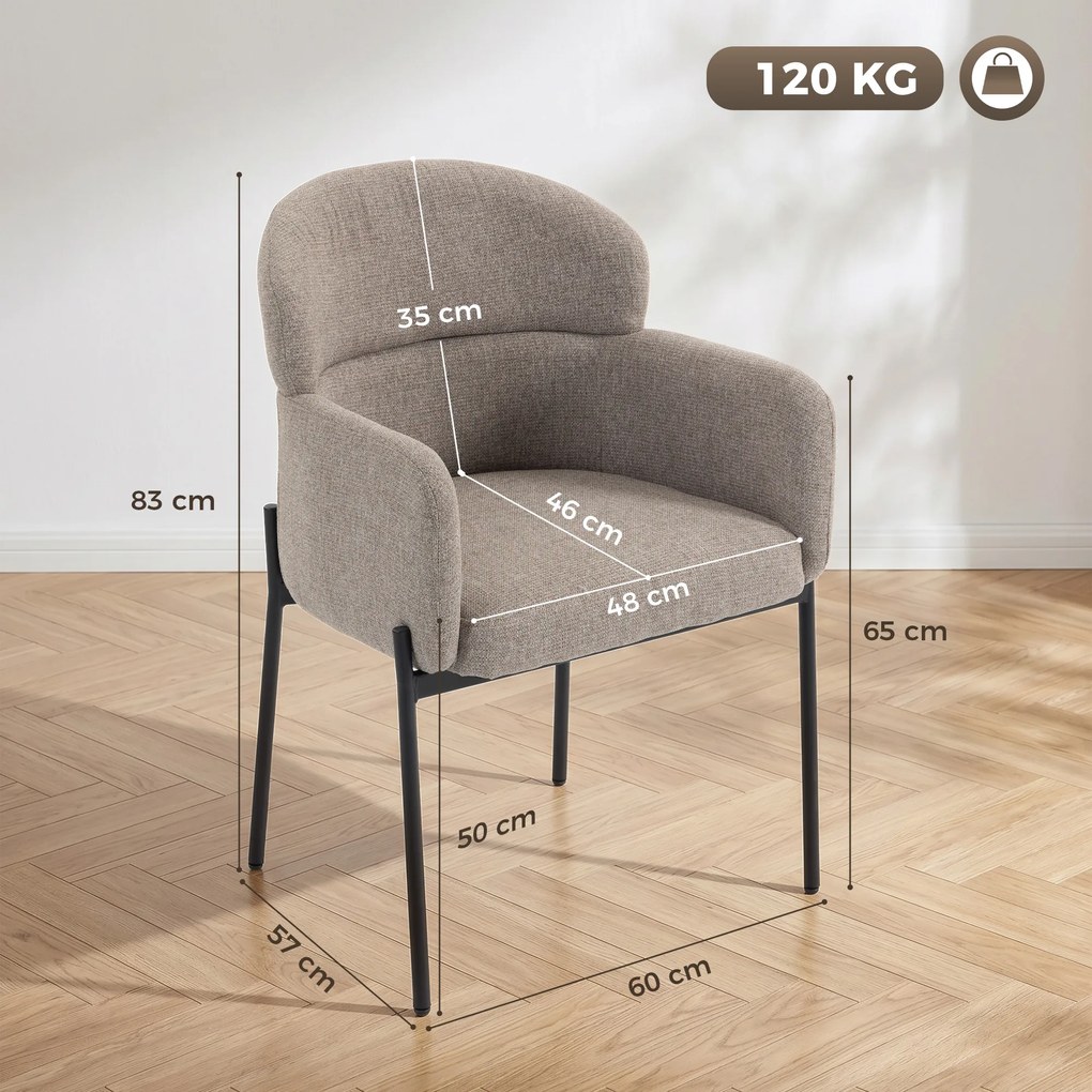 HOMCOM Nowoczesny fotel akcentowy, fotel z chenille z pianką o wysokiej gęstości, ergonomiczne oparcie, metalowe nogi, jasnobrązowy | Aosom PL