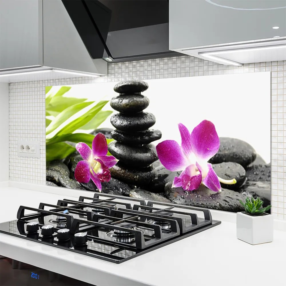 Panel Szklany Równowaga: Orchidea i Kamienie Zen