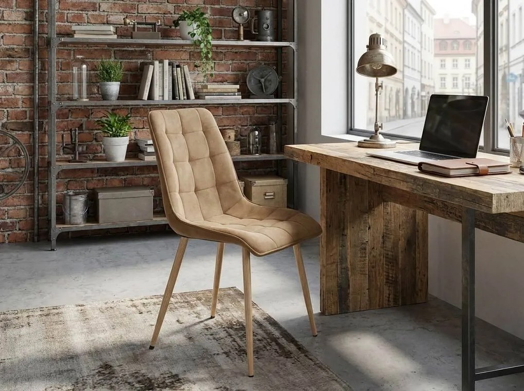 Krzesło do jadalni SPLIT VELVET, brązowe