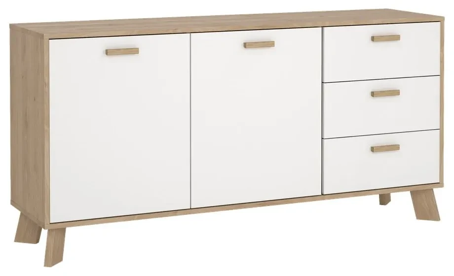Biało-naturalna komoda w dekorze dębu 147x73x39 cm Ikast – Tvilum