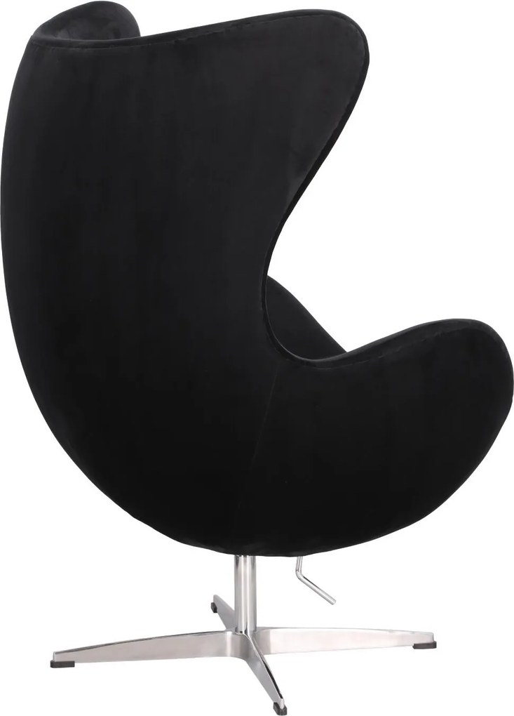 Designerski fotel uszak Jajo Velvet na srebrnej podstawie, insp. Egg
