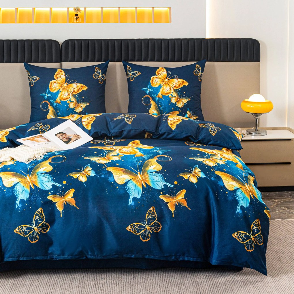 PrzytulneMieszkanie.pl PrzytulneMieszkanie.pl Pościel z mikrofibry ROYAL BUTTERFLY niebieska Rozmiar pościeli: 70 x 80 cm | 140 x 200 cm