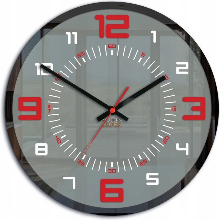 Zegar ścienny okrągły cichy klasyczny akrylowy na ścianę duże cyfry szary