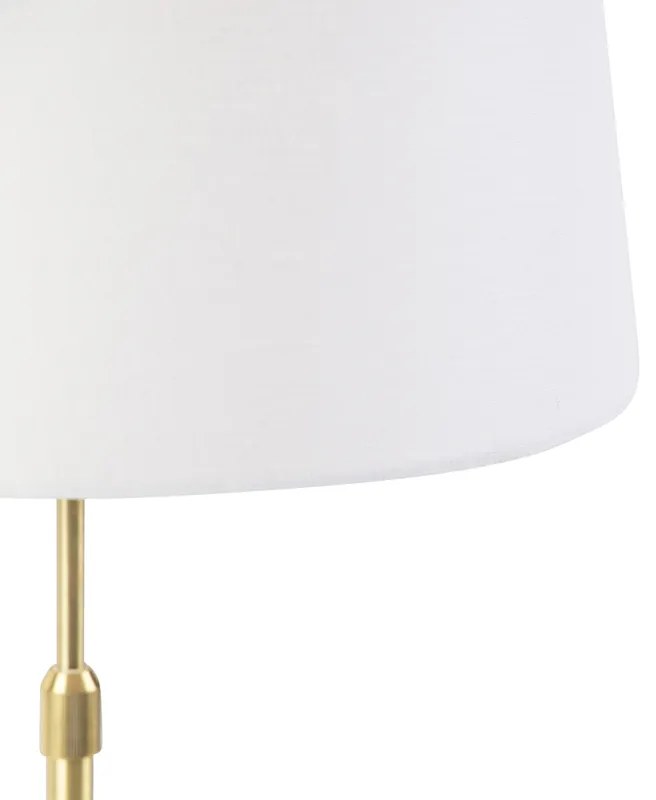 Lampa stołowa złota/mosiężna z białym abażurem z lnu 35 cm - Parte Nowoczesny Oswietlenie wewnetrzne