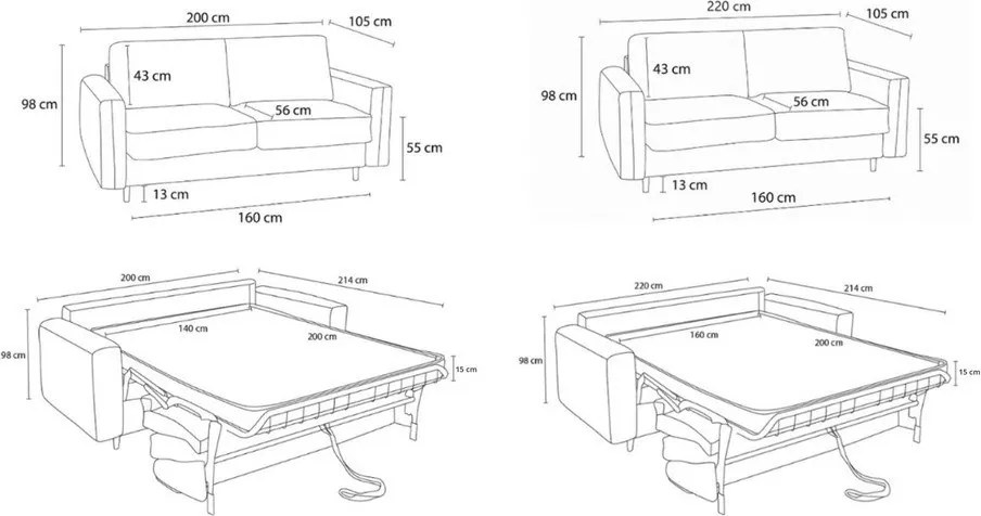 Pomarańczowa rozkładana sofa do spania 200 cm Cocoone – Bobochic Paris