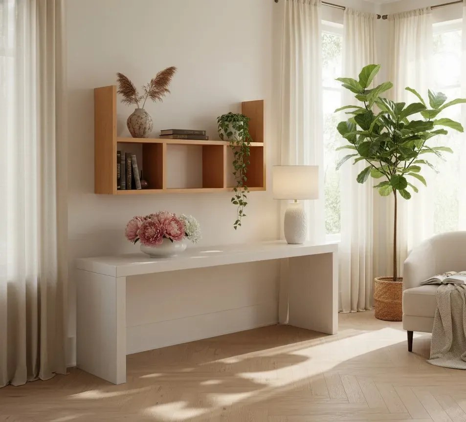 Minimalistyczna półka ścienna w kolorze olcha K4-G32