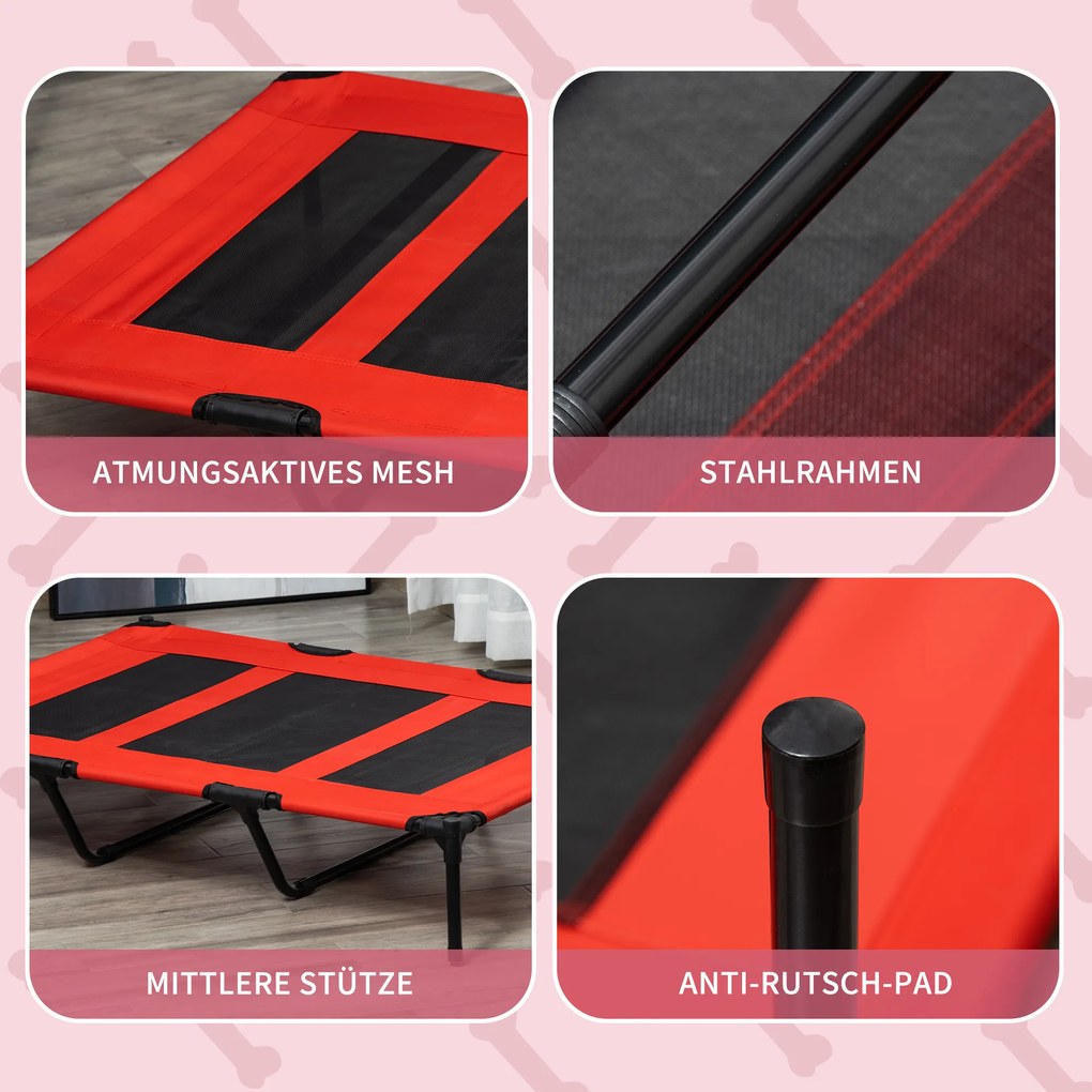 PawHut Leżak dla psów na zewnątrz Łóżko dla zwierząt domowych Miejsce do spania Czerwone | Aosom PL