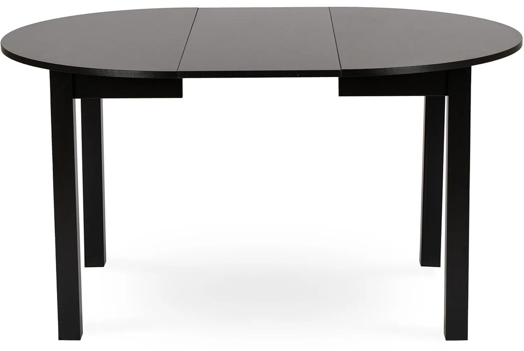 Zestaw Stół Okrągły Rozkładany HARRY 102-142 cm Czarny i 4 Krzesła Tapicerowane RICK Bordowe Nowoczesne Loft