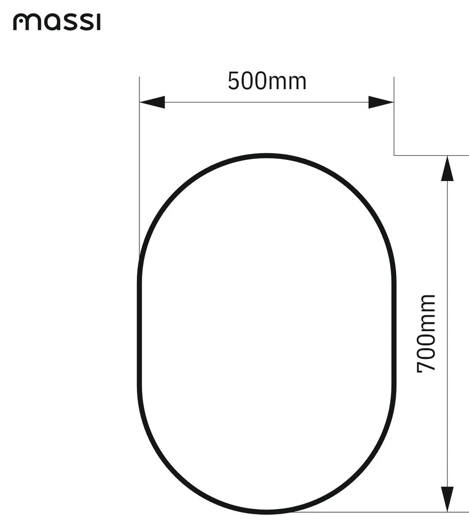 Lustro owalne podświetlane symetryczne bezramowe PLATAN LED | Różne rozmiary | Różne kolory szkła : Kolor tafli szkła - Grafit, Rozmiar - 50 x 70 cm