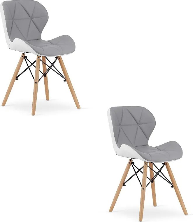 Krzesło Valora WAKO ze skóry ekologicznej, szaro-białe, bukowe, x2