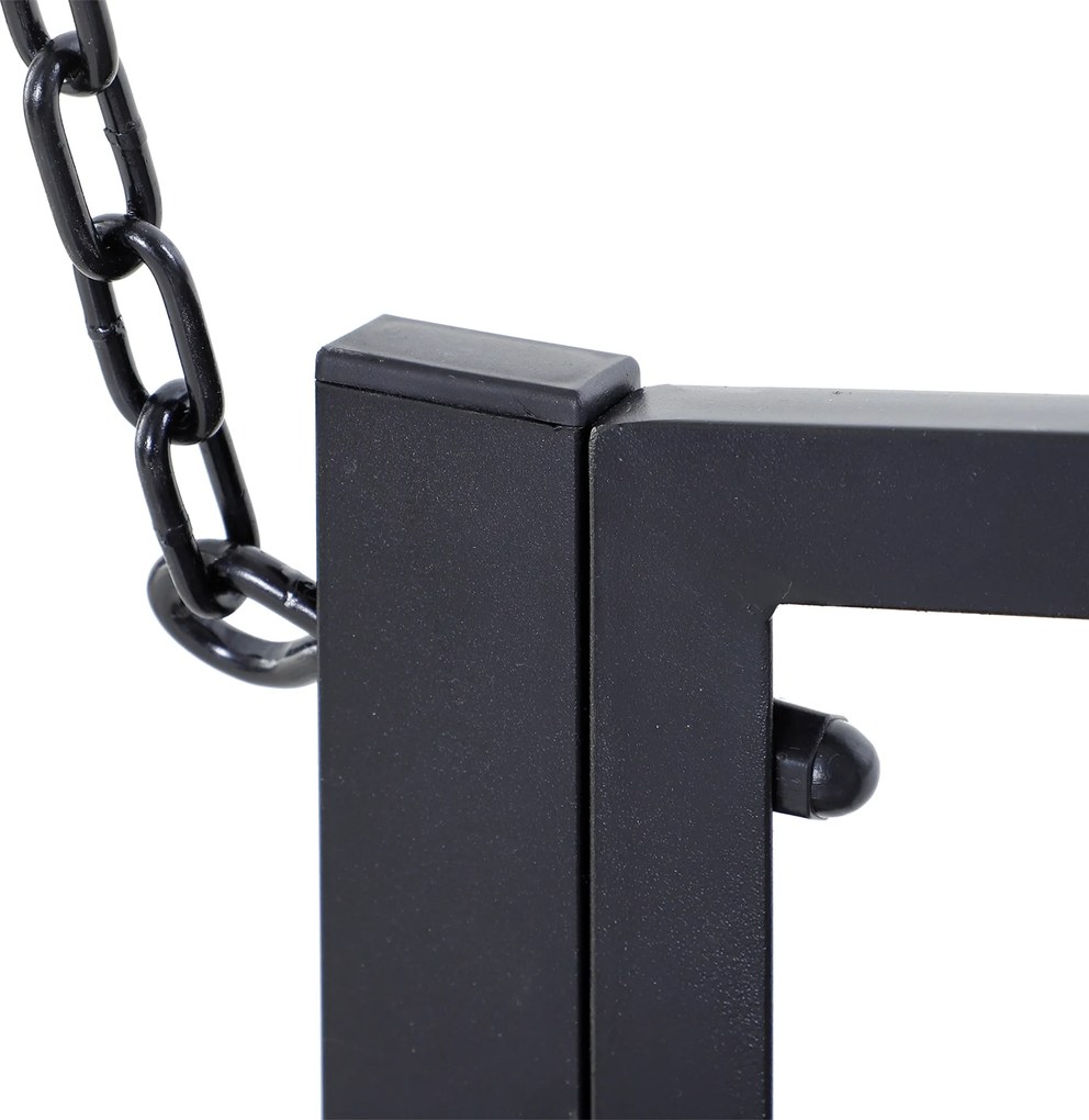 Outsunny ławka wisząca 2osobowa huśtawka ogrodowa z dachem i łańcuchami metalowa czarna 127 x 60 x 53 cm | Aosom PL