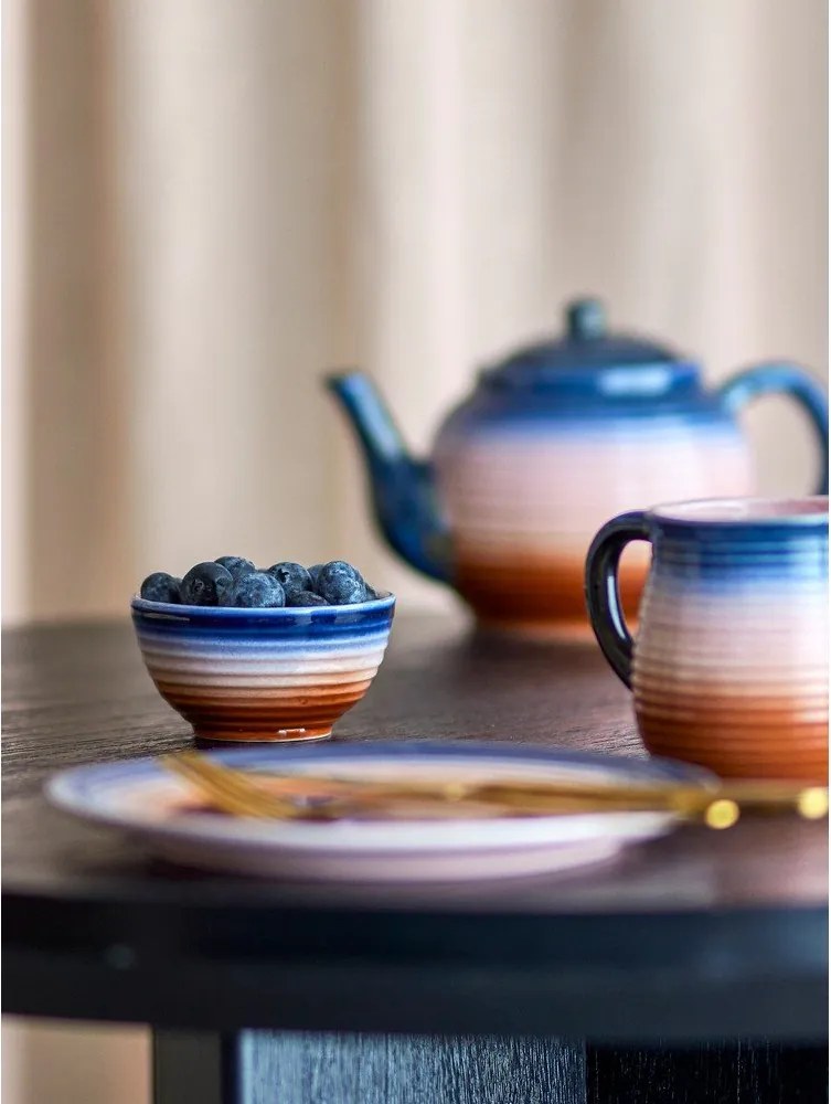 Niebieskie/pomarańczowe ceramiczne miski zestaw 4 szt. 110 ml Tatum – Bloomingville