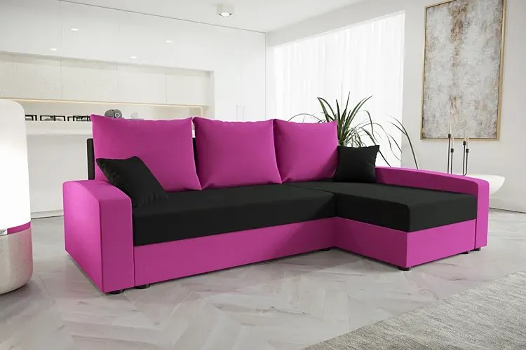 Narożnik rozkładany purpurowy + czarny S7-E25