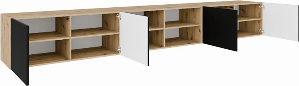 Szafka RTV wisząca MIVO 300 cm do Salonu pod Telewizor - Dąb artisan