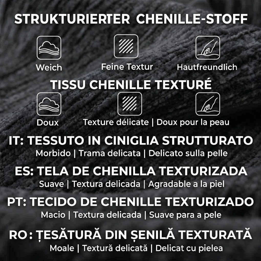 HOMCOM Sofa 3-osobowa, Cloud-sofa z Chenille z grubą warstwą i kieszeniowymi sprężynami, szerokie i głębokie siedzisko, szerokie podłokietniki, poduszki, szara | Aosom PL