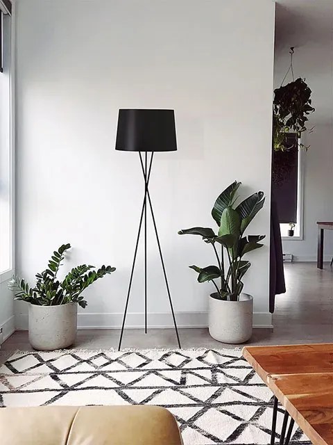 Czarna lampa podłogowa z abażurem - S912-Sorgus