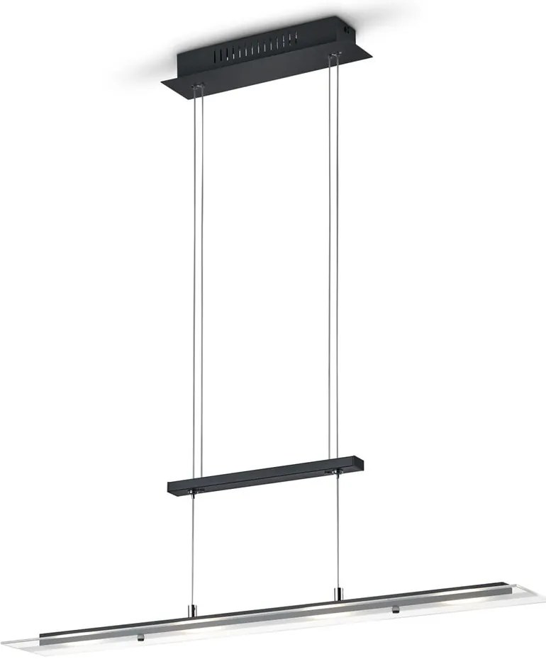 Czarna lampa wisząca LED ze szklanym kloszem Milos – Trio
