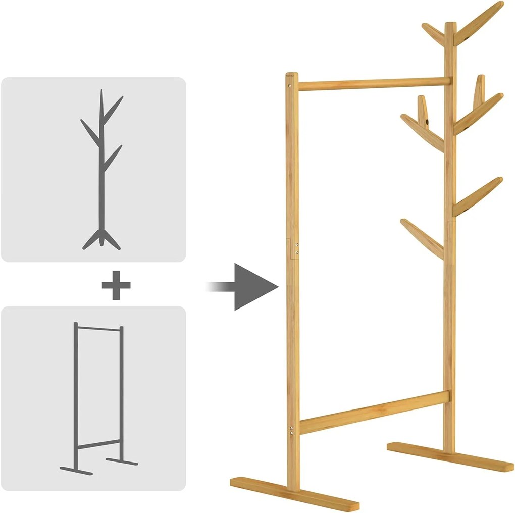 Stojak na ubrania RADO, 66x40x163,3cm, brąz Casaria