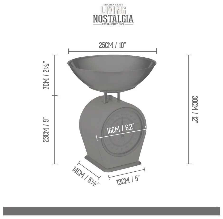 Kremowa waga kuchenna Kitchen Craft Living Nostalgia, nośność 4 kg