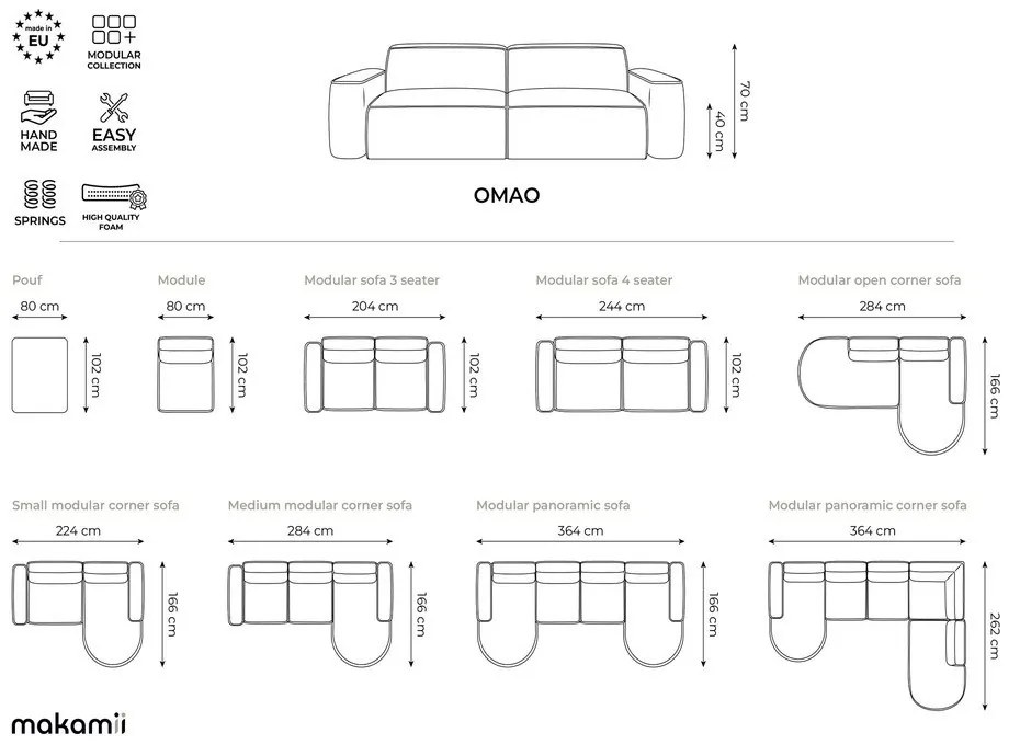 Szaroniebieska sofa z tkaniny szenilowej 204 cm Omao – Makamii