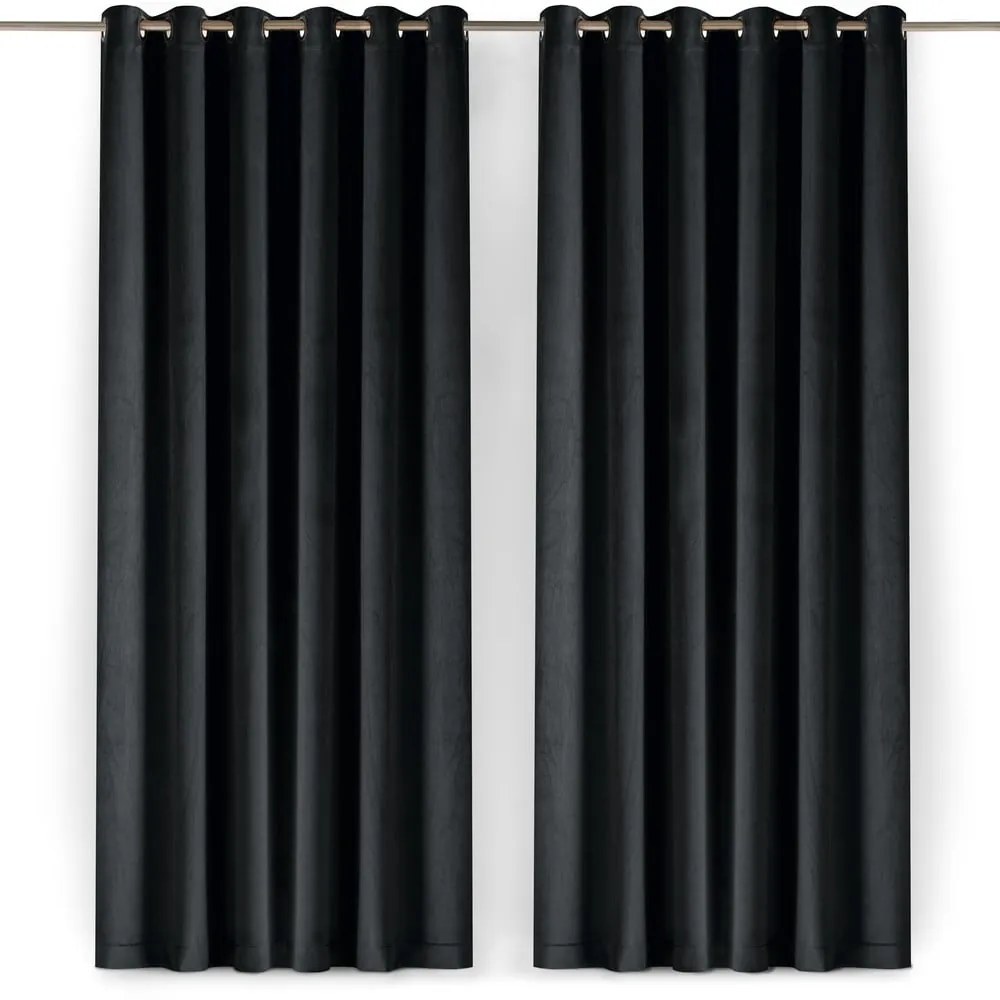 Czarna aksamitna zasłona częściowo zaciemniająca (dimout) 530x175 cm Velto – Filumi