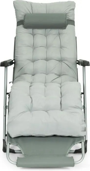 Leżak ogrodowy, składany, z poduszką Malta 010, szary