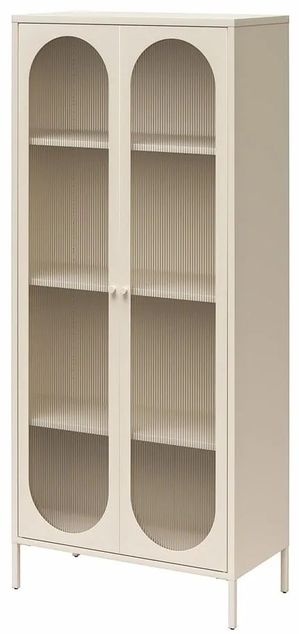 Kremowa metalowa witryna 80x186x40 cm Luna – Støraa