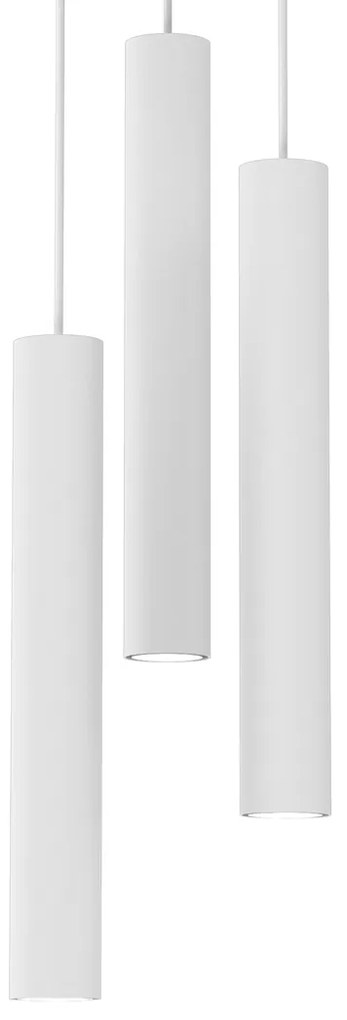 Lampa wisząca HUDSON WHITE 3xGU10, biała, potrójna tuba, na kole
