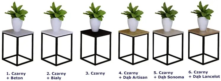 Metalowy stojak na kwiaty w stylu loft czarny + dąb sonoma F0-L32
