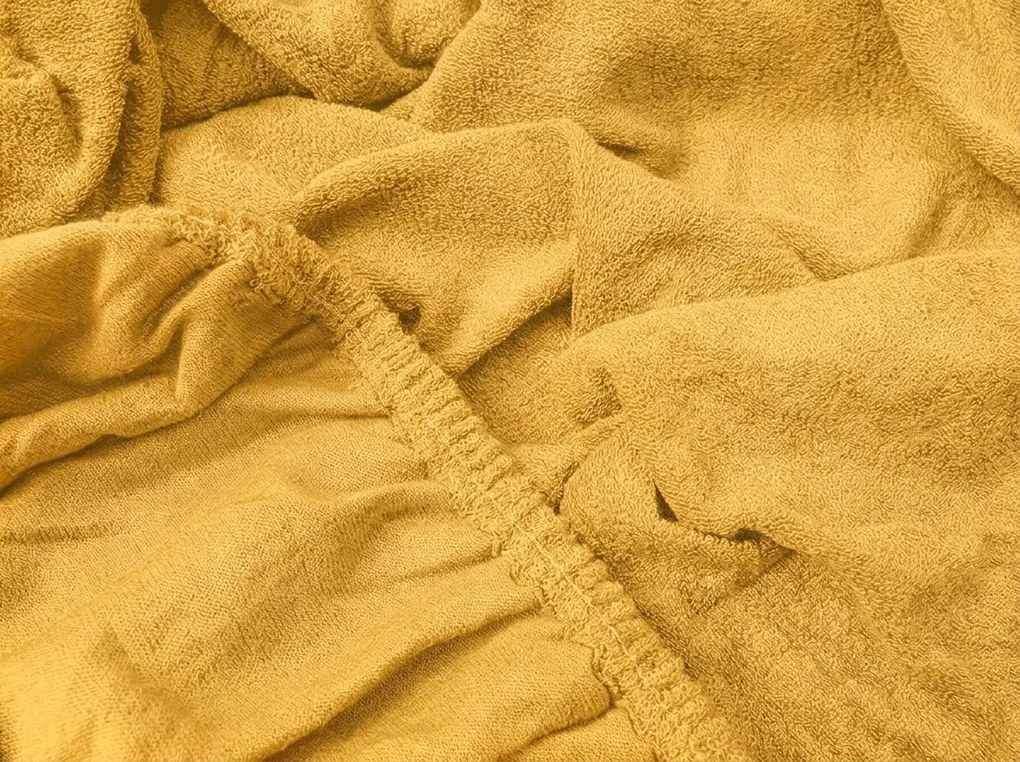 PrzytulneMieszkanie.pl Frotte prześcieradło PREMIUM żółtopomarańczowe 90x200 cm