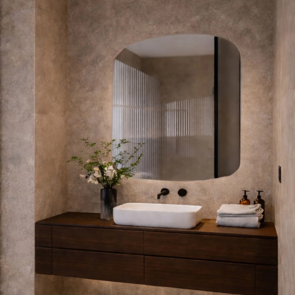 Lustro kwadratowe oszlifowane bez podświetlenia ROUND Silk | Różne rozmiary | Różne kolory : Kolor tafli szkła - Srebrny, Rozmiar - 90 x 90 cm