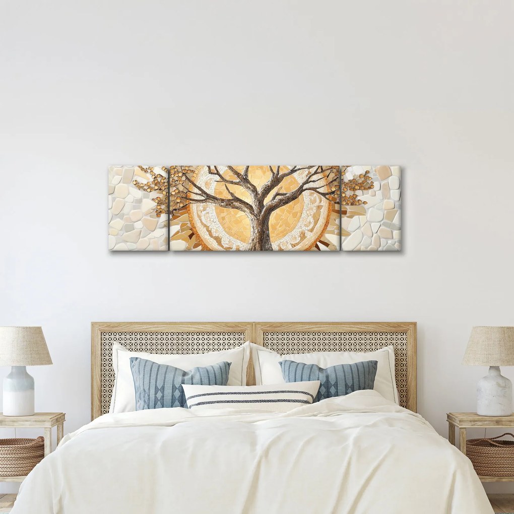 Obraz – Złote drzewo życia w mozaice (170x50 cm)
