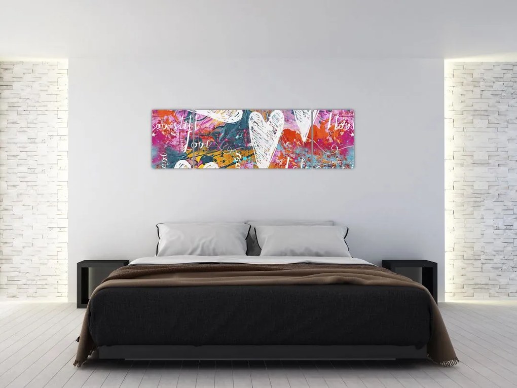 Obraz - Serce na abstrakcyjnym tle (170x50 cm)