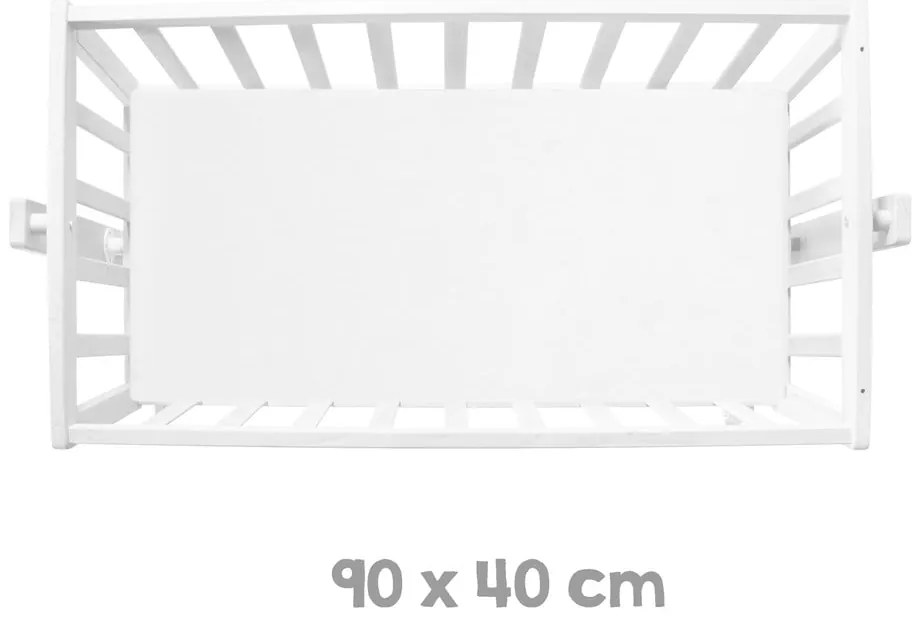 Biała kołyska na kółkach 40x90 cm – Roba