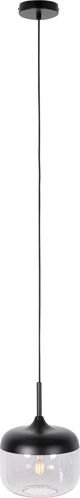 Designerska lampa wisząca czarna ze złotem i dymionym szkłem - Kyan