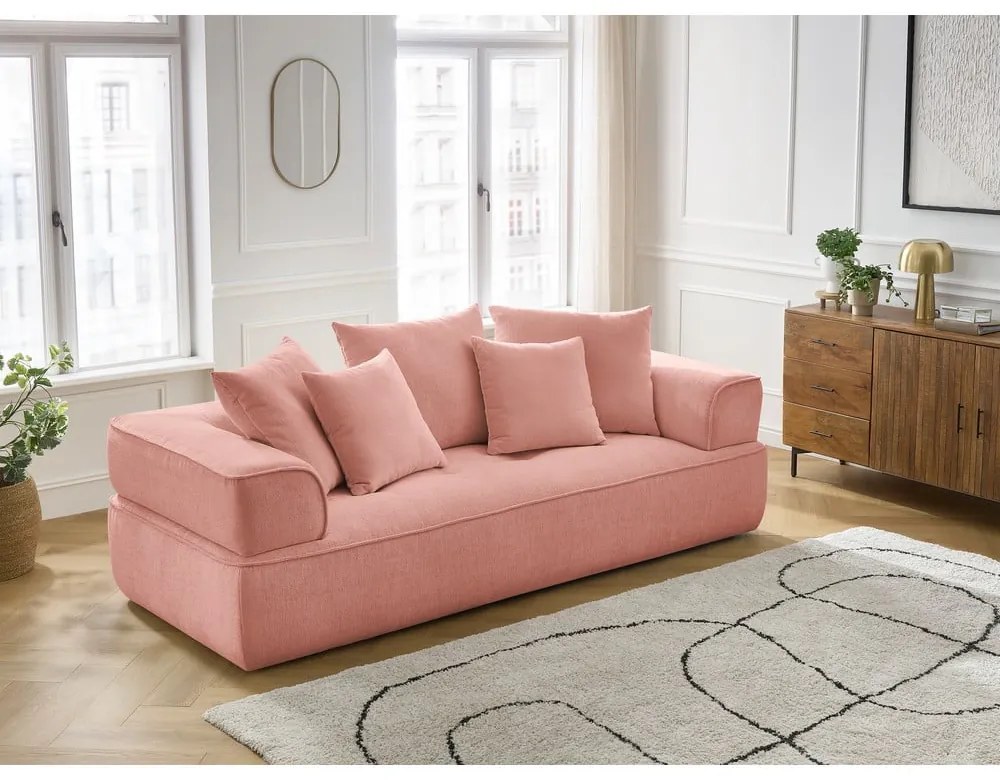 Różowa sofa z tkaniny szenilowej 237 cm Whesley – Bobochic Paris